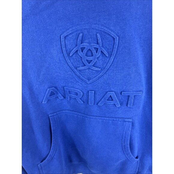 Ariat Blue Raised Spellout Hoodie Men's Size M - Picture 2 of 9